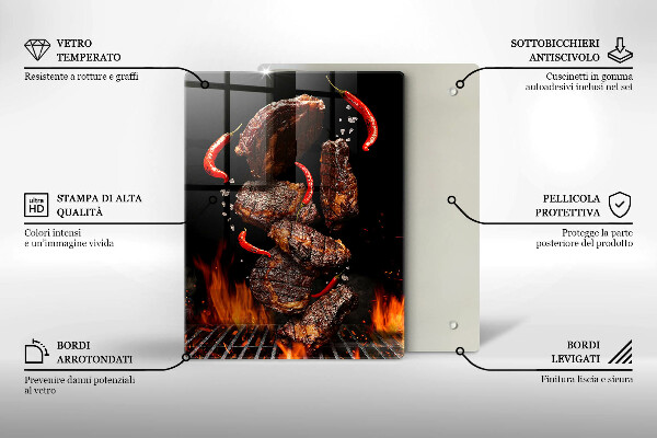 Steklena podloga za rezanje Meso na žaru
