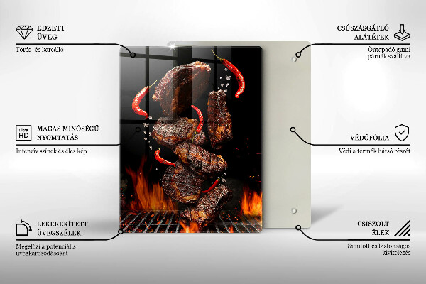 Steklena podloga za rezanje Meso na žaru