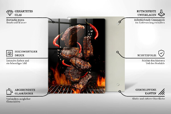 Steklena podloga za rezanje Meso na žaru