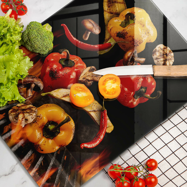 Steklena podloga za rezanje Zelenjava na žaru