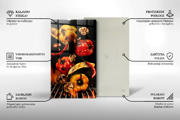 Steklena podloga za rezanje Zelenjava na žaru