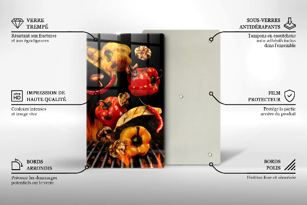 Steklena podloga za rezanje Zelenjava na žaru