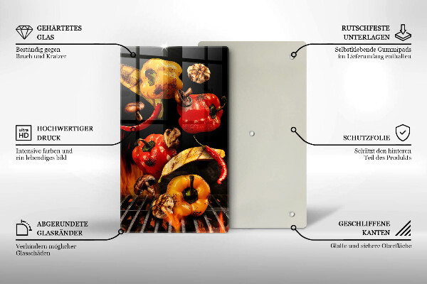 Steklena podloga za rezanje Zelenjava na žaru