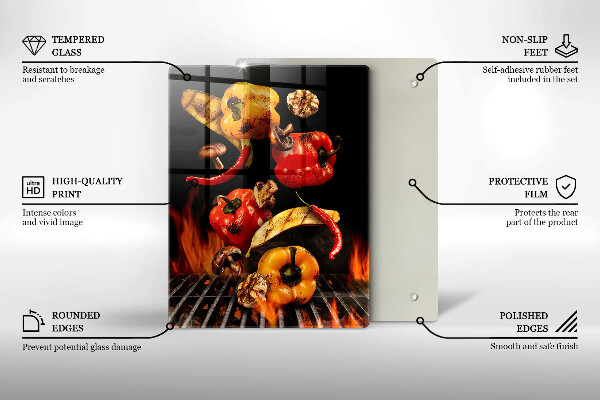 Steklena podloga za rezanje Zelenjava na žaru