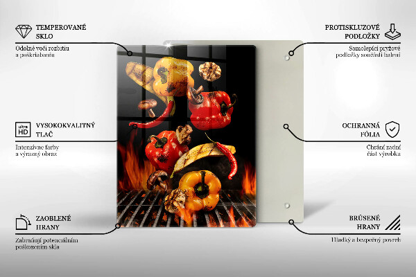 Steklena podloga za rezanje Zelenjava na žaru