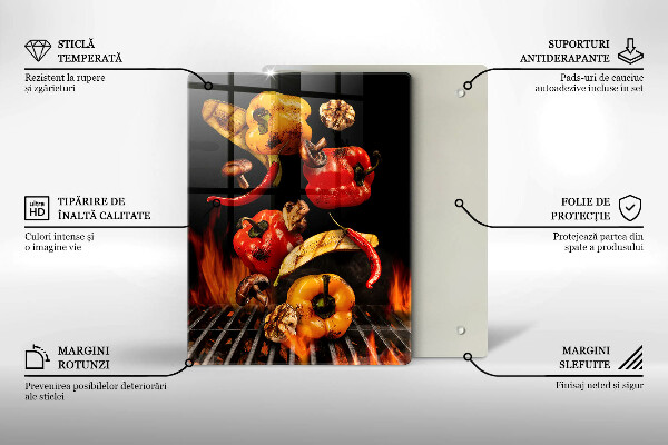 Steklena podloga za rezanje Zelenjava na žaru