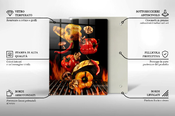 Steklena podloga za rezanje Zelenjava na žaru