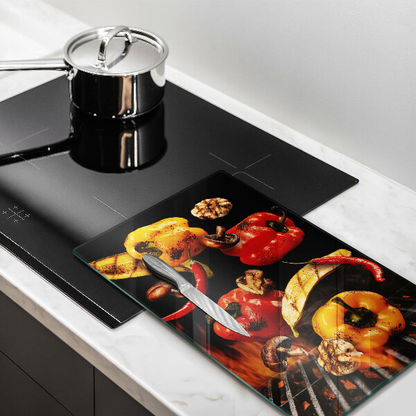 Steklena podloga za rezanje Zelenjava na žaru