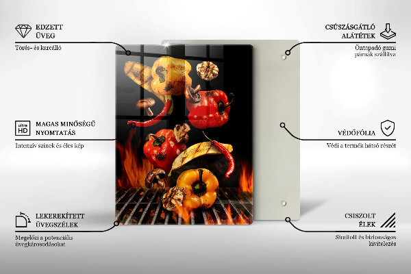 Steklena podloga za rezanje Zelenjava na žaru