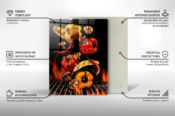 Steklena podloga za rezanje Zelenjava na žaru