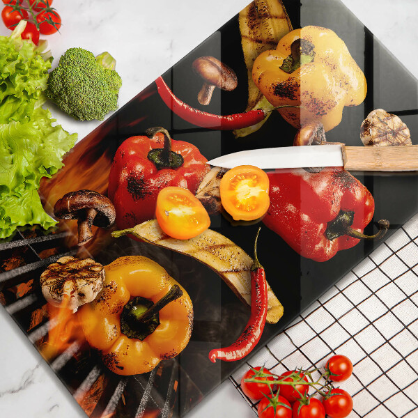 Steklena podloga za rezanje Zelenjava na žaru