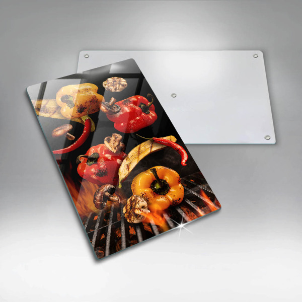 Steklena podloga za rezanje Zelenjava na žaru