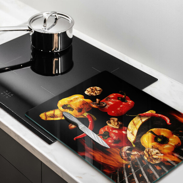 Steklena podloga za rezanje Zelenjava na žaru