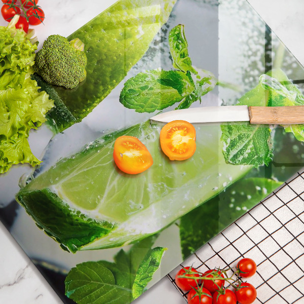 Steklena podloga za rezanje Voda z limeto in ledom