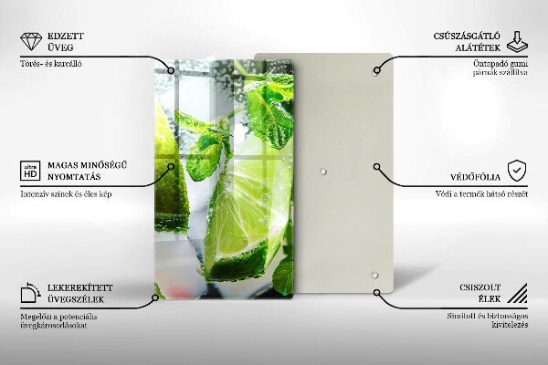 Steklena podloga za rezanje Voda z limeto in ledom