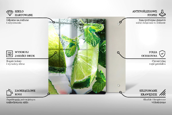 Steklena podloga za rezanje Voda z limeto in ledom