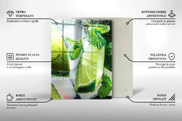 Steklena podloga za rezanje Voda z limeto in ledom
