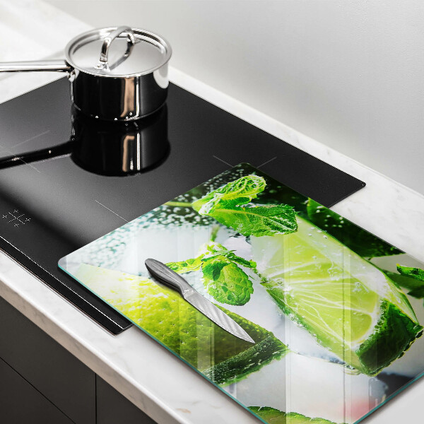 Steklena podloga za rezanje Voda z limeto in ledom