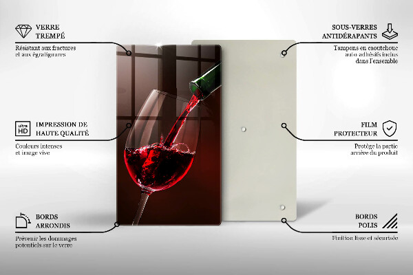 Steklena podloga za rezanje Kozarec vina