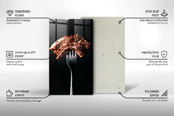 Steklena podloga za rezanje Meso na vilicah