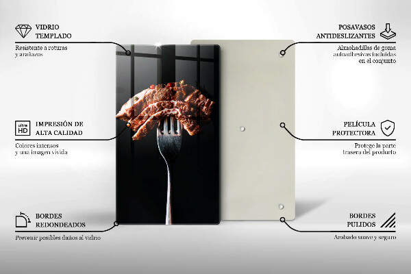 Steklena podloga za rezanje Meso na vilicah