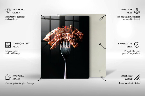 Steklena podloga za rezanje Meso na vilicah