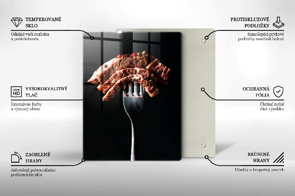 Steklena podloga za rezanje Meso na vilicah
