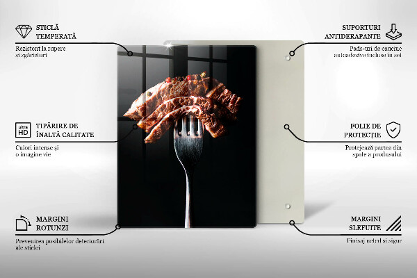 Steklena podloga za rezanje Meso na vilicah