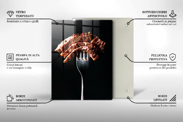 Steklena podloga za rezanje Meso na vilicah