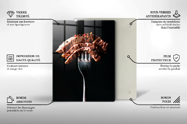 Steklena podloga za rezanje Meso na vilicah