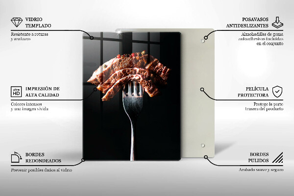 Steklena podloga za rezanje Meso na vilicah