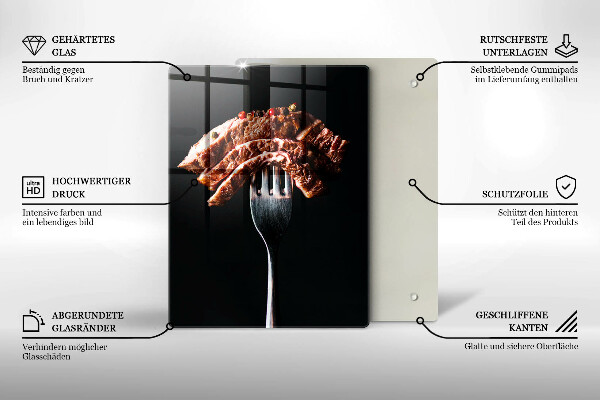 Steklena podloga za rezanje Meso na vilicah