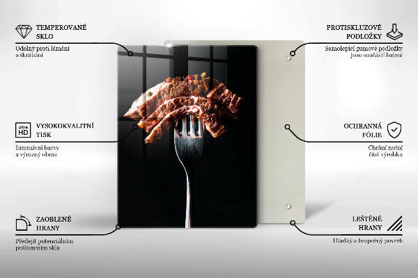 Steklena podloga za rezanje Meso na vilicah