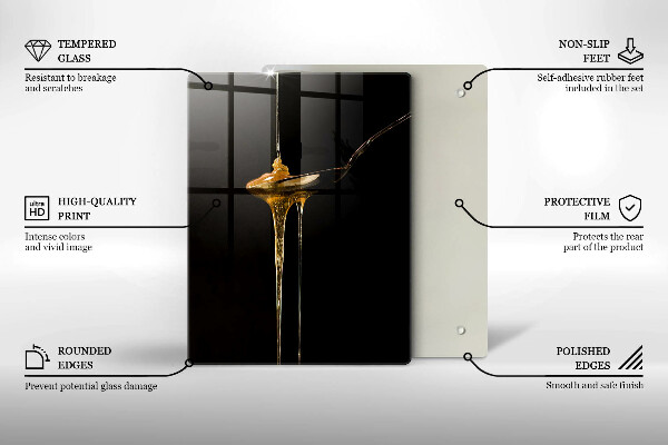 Steklena podloga za rezanje Čajna žlička medu