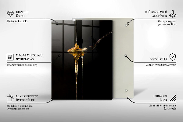 Steklena podloga za rezanje Čajna žlička medu