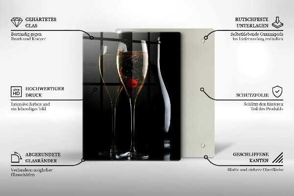 Steklena podloga za rezanje Kozarci za šampanjec