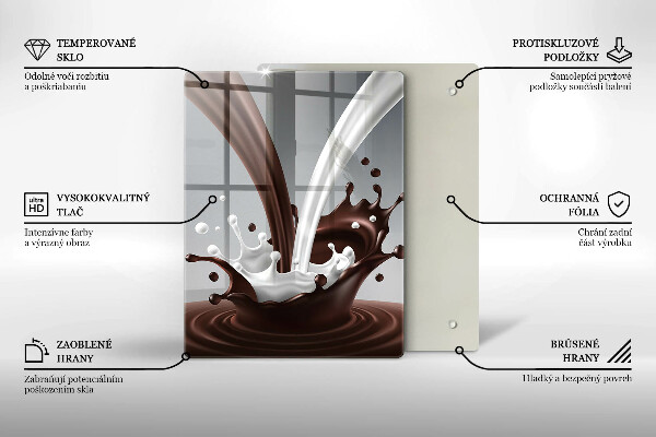 Steklena podloga za rezanje Mleko in čokolada
