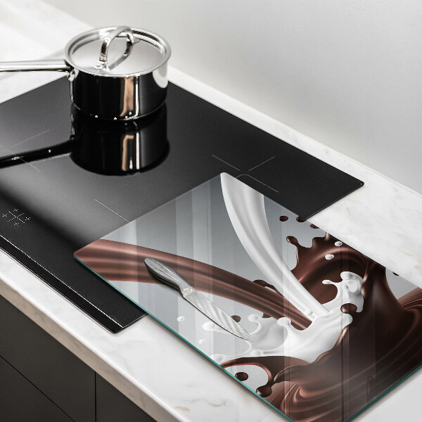 Steklena podloga za rezanje Mleko in čokolada