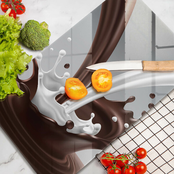 Steklena podloga za rezanje Mleko in čokolada
