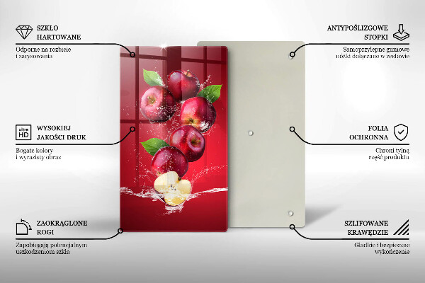 Steklena podloga za rezanje Sočna jabolka v vodi