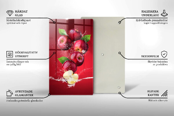 Steklena podloga za rezanje Sočna jabolka v vodi