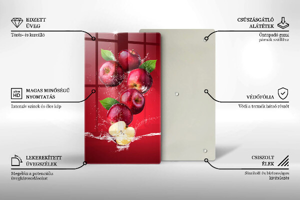 Steklena podloga za rezanje Sočna jabolka v vodi