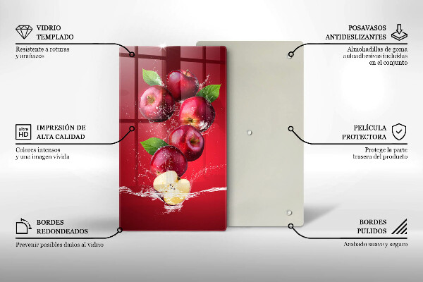 Steklena podloga za rezanje Sočna jabolka v vodi