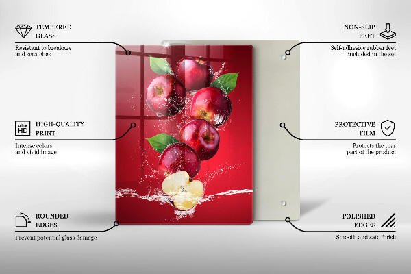 Steklena podloga za rezanje Sočna jabolka v vodi