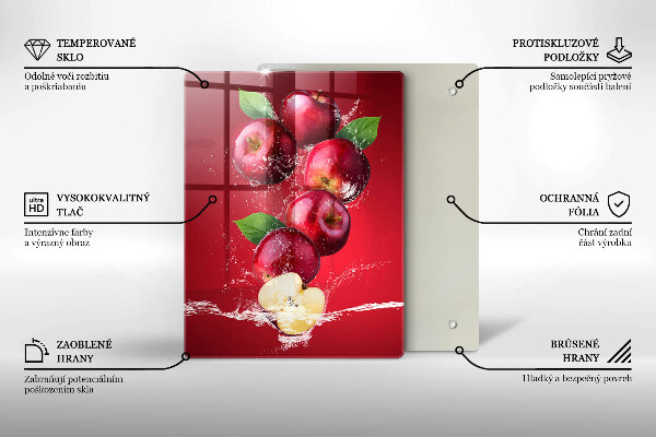 Steklena podloga za rezanje Sočna jabolka v vodi