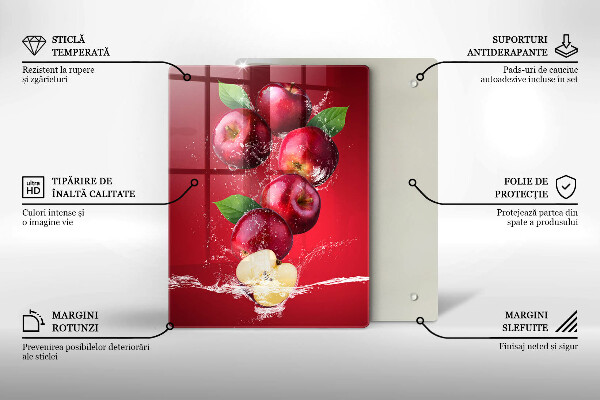 Steklena podloga za rezanje Sočna jabolka v vodi