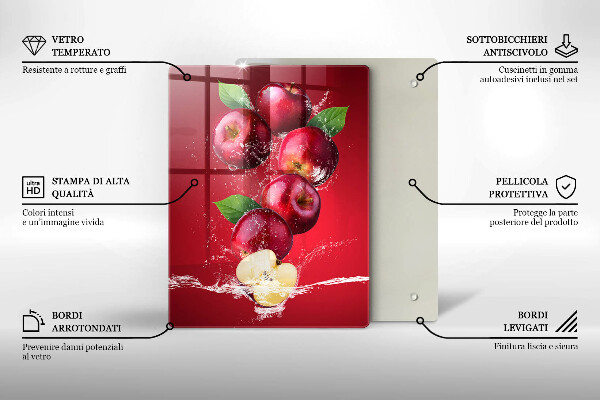 Steklena podloga za rezanje Sočna jabolka v vodi