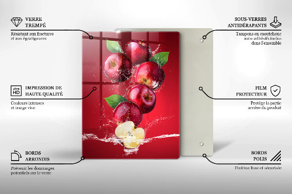 Steklena podloga za rezanje Sočna jabolka v vodi