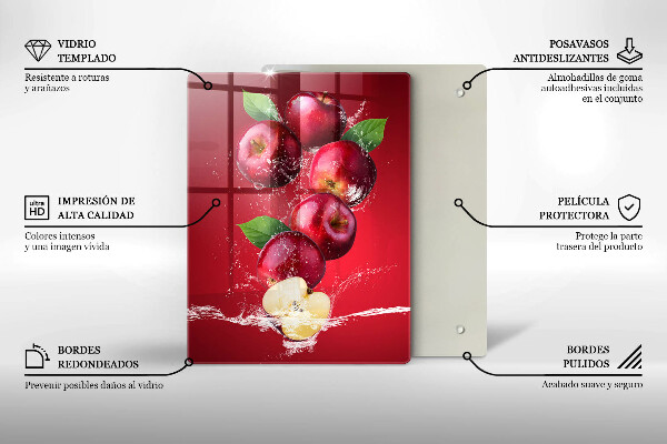 Steklena podloga za rezanje Sočna jabolka v vodi