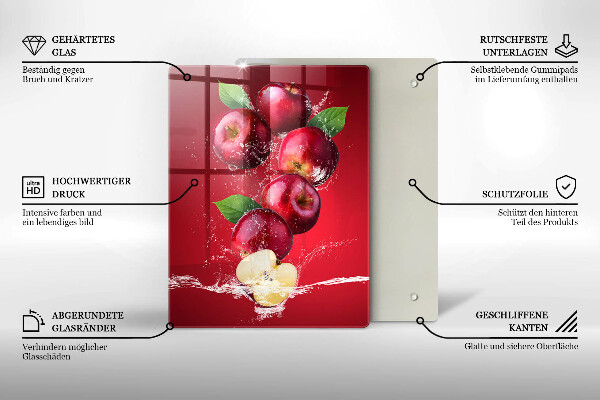 Steklena podloga za rezanje Sočna jabolka v vodi
